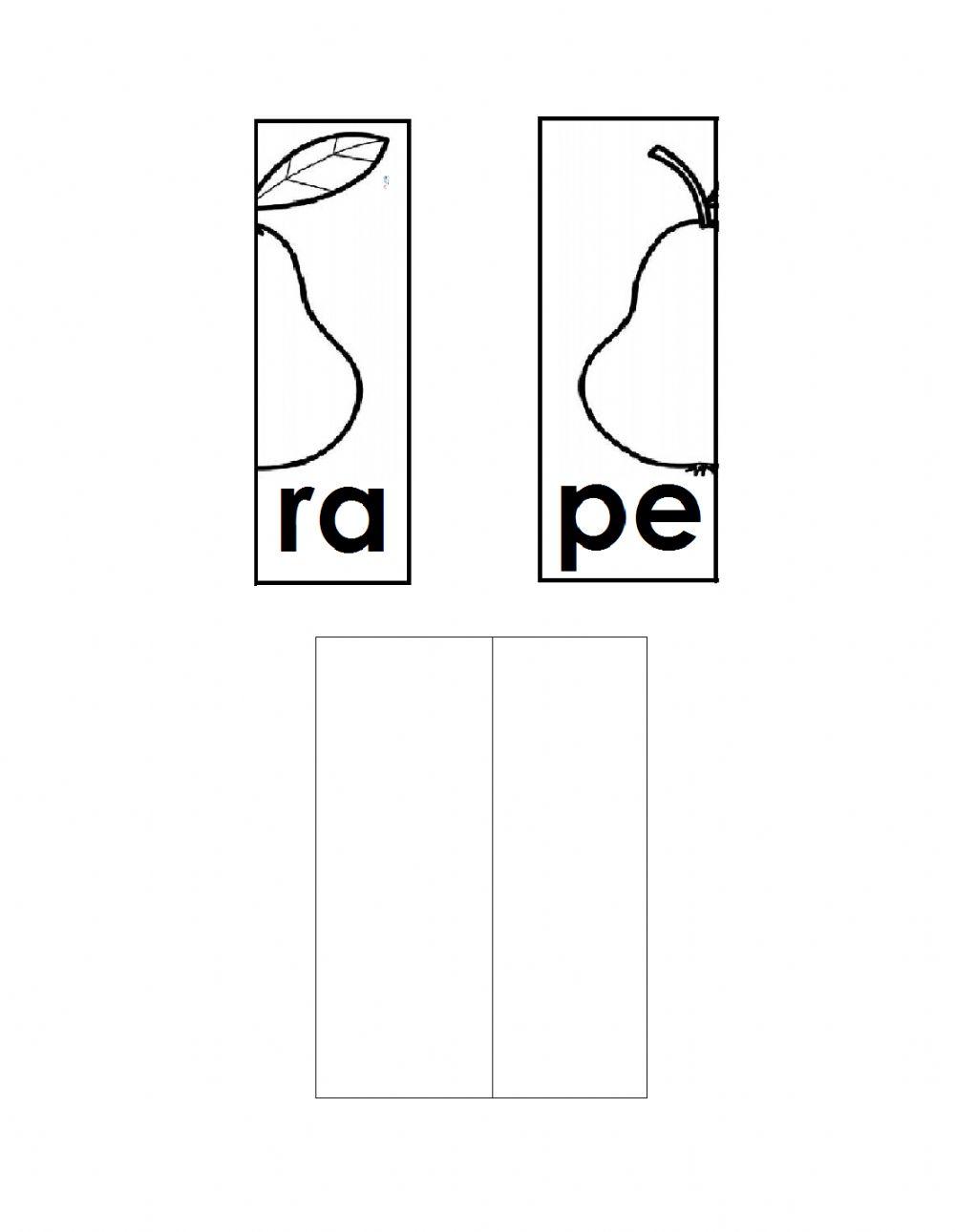 Las frutas Rompecabezas silábico