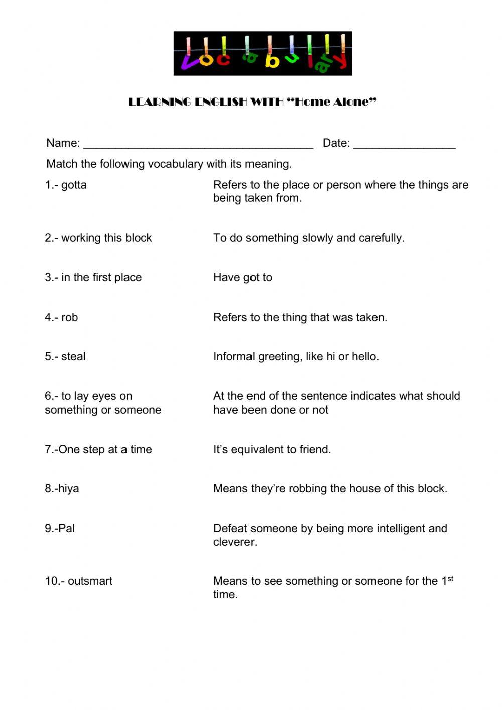 Vocabulary Home Alone Movie