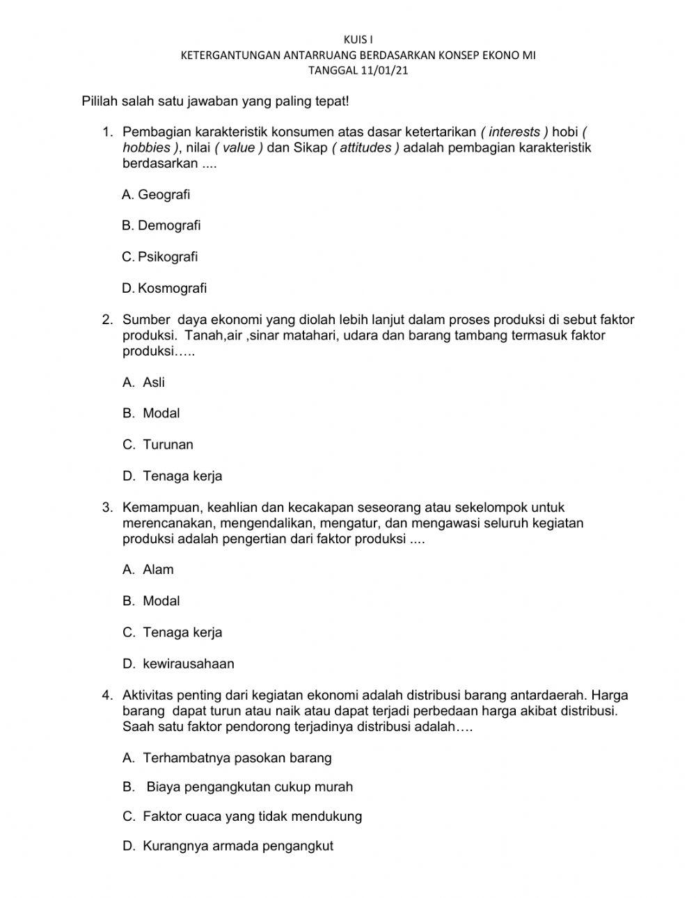 Ketergantungan antarruang berdasarkan konsep ekonomi