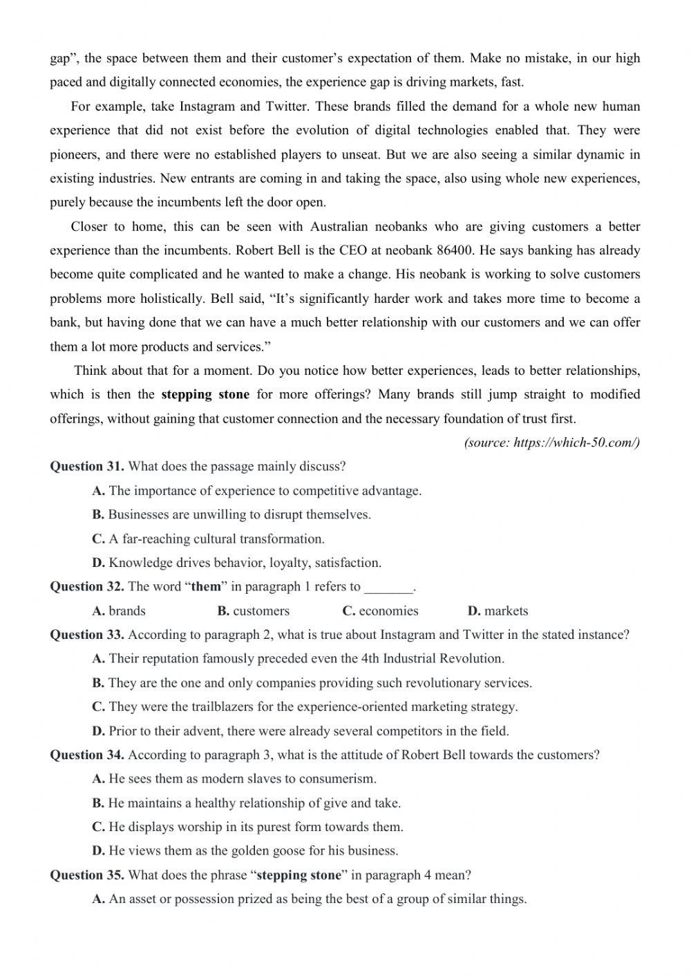 Đề thi thử Tiếng Anh THPT Quốc gia số 44