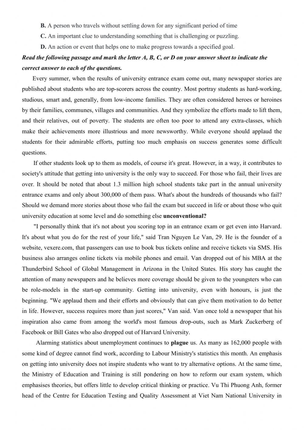 Đề thi thử Tiếng Anh THPT Quốc gia số 44