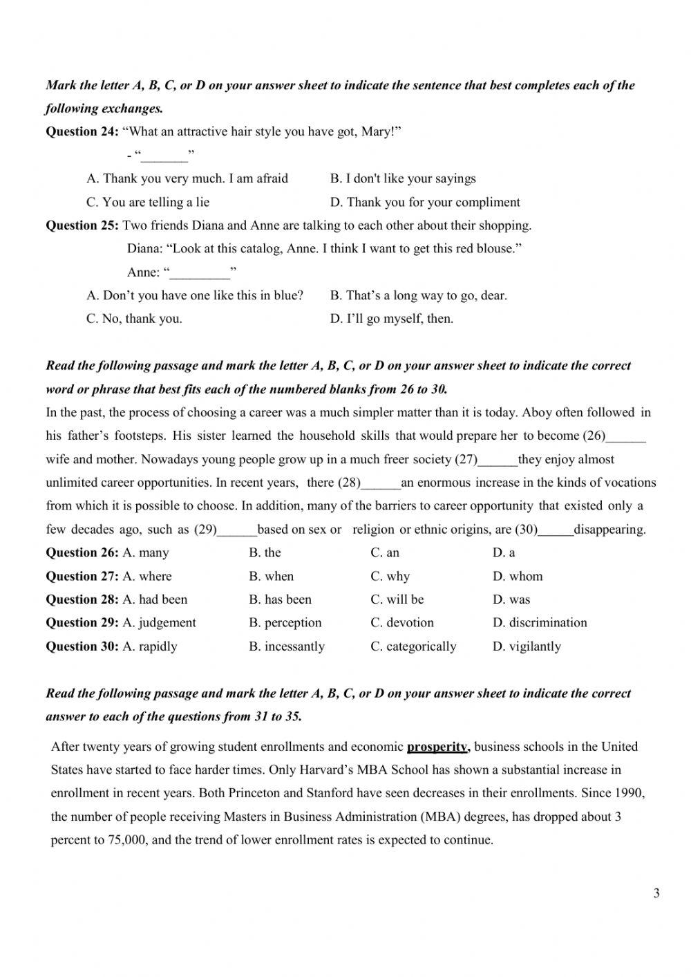 Đề thi thử Tiếng Anh THPT Quốc gia số 43