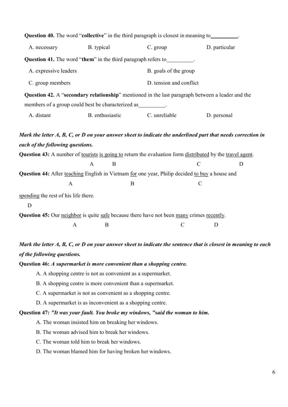 Đề thi thử Tiếng Anh THPT Quốc gia số 43