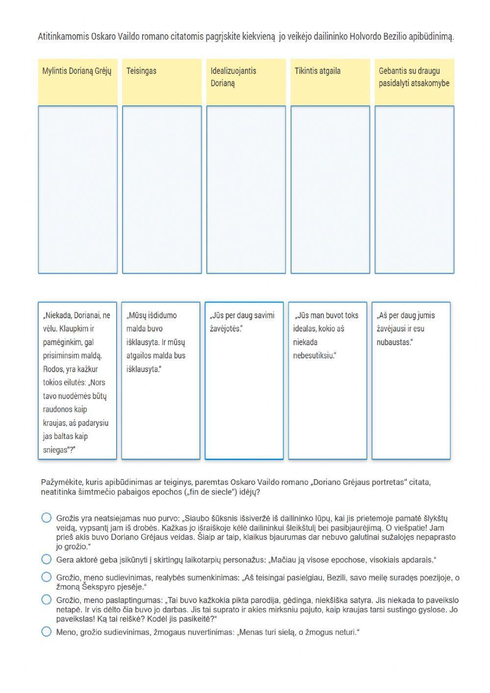 O. Vaildo romano „Doriano Grėjaus portretas“ stilistika