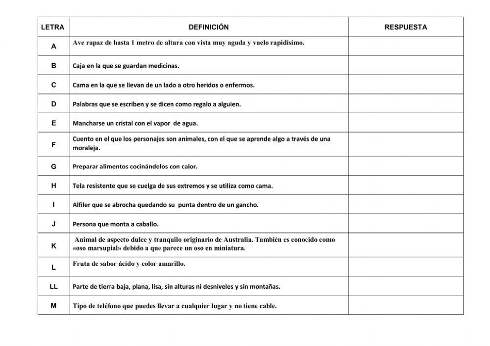 PASAPLABRA 4º PRIMARIA MIGUEL DE CERVANTES