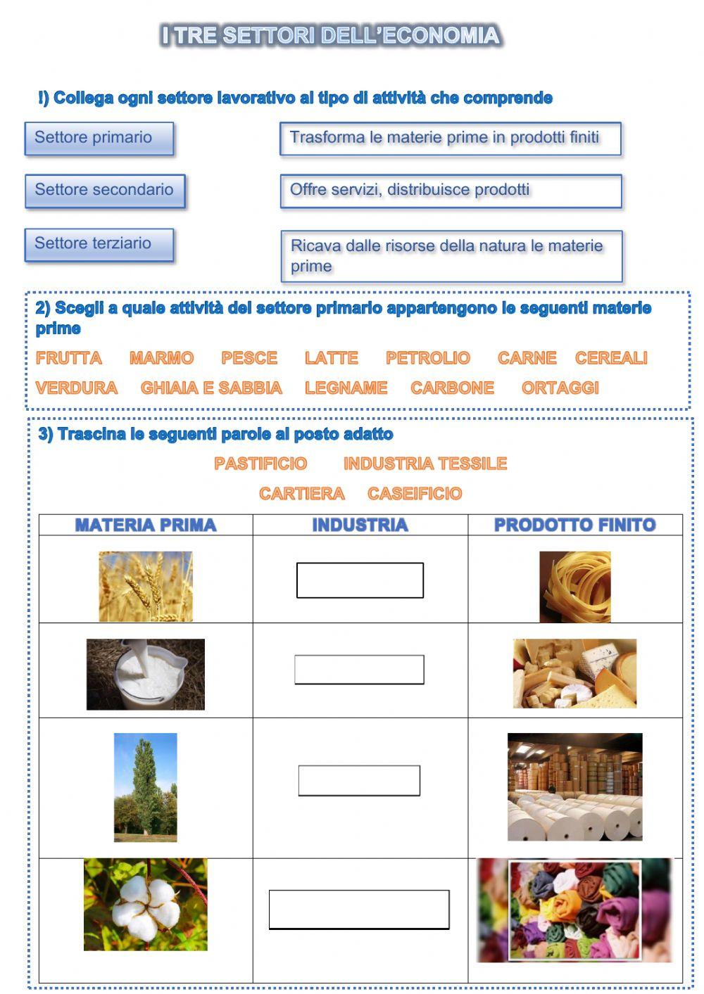 I tre settori dell'economia