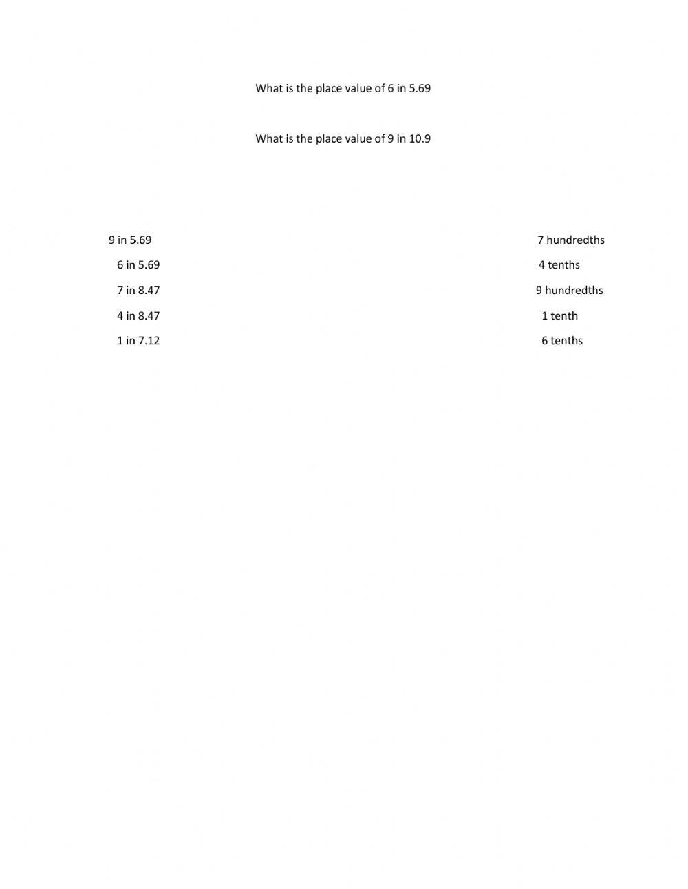 Decimal Place Value Exercise Live Worksheets decimal-place-value-exercise-live-worksheets