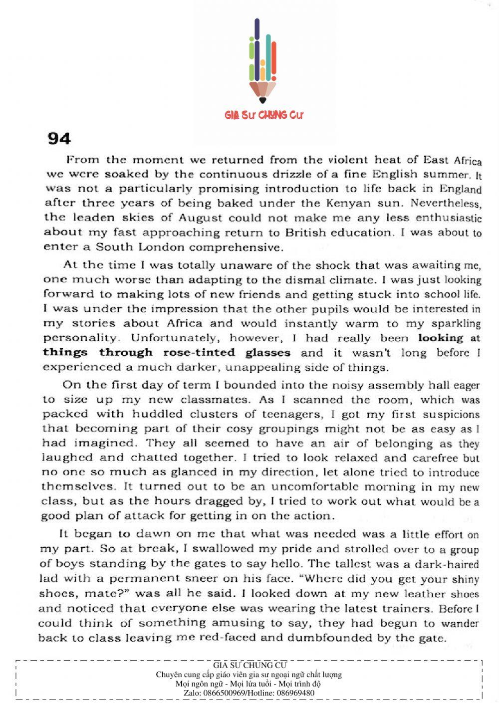Trắc nghiệm kỹ năng đọc hiểu Tiếng Anh số 32