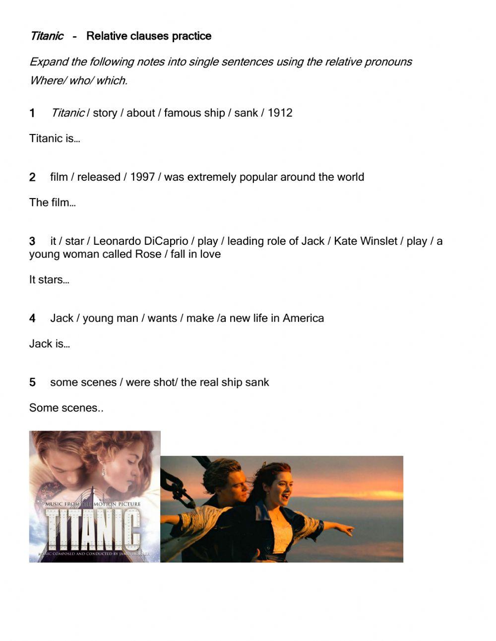 Titanic relative pronouns