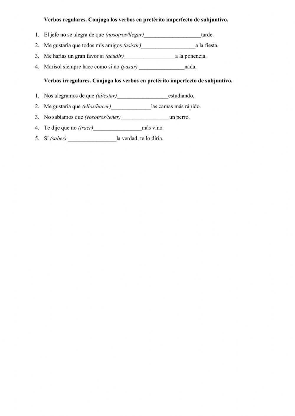 Pretérito imperfecto de subjuntivo