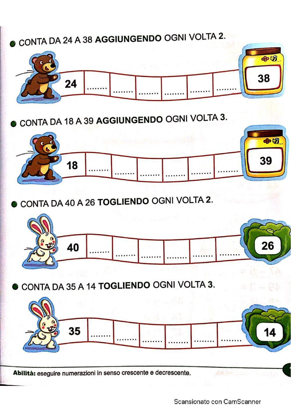 Numerazione crecente e decrescente ENTRO IL NJMERO 40