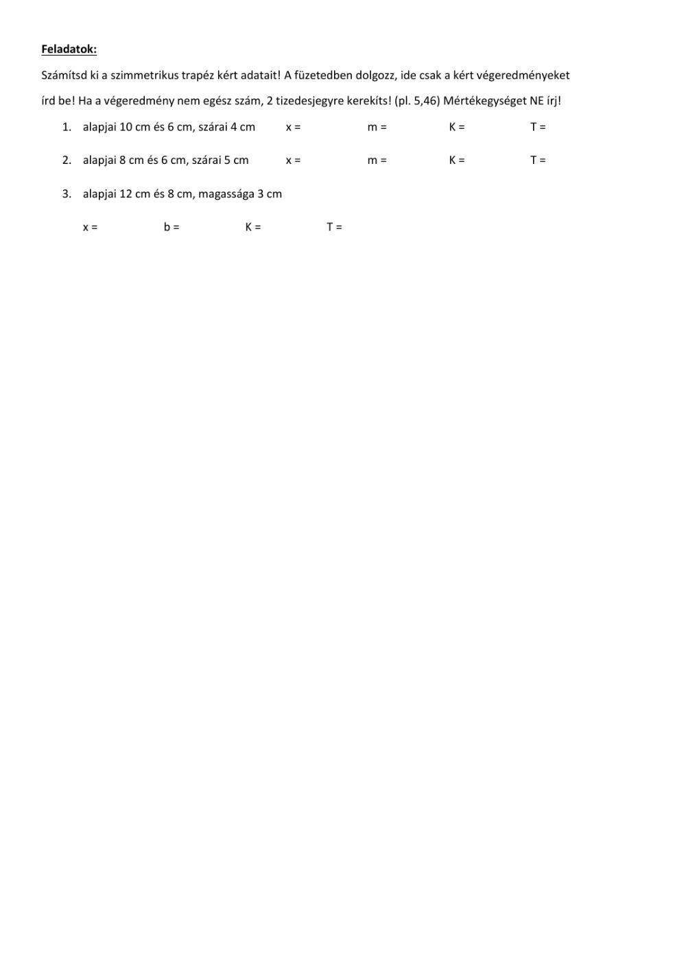 Pitagorasz-tétel (2 pont távolsága, trapéz)