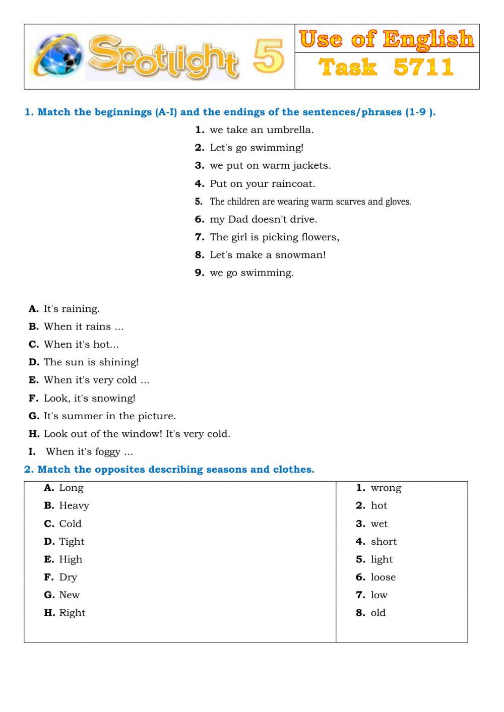 Spotlight 5 Task 5711