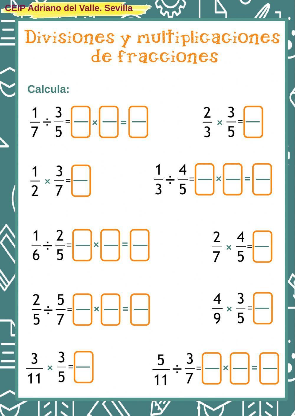 Multiplica y divide fracciones