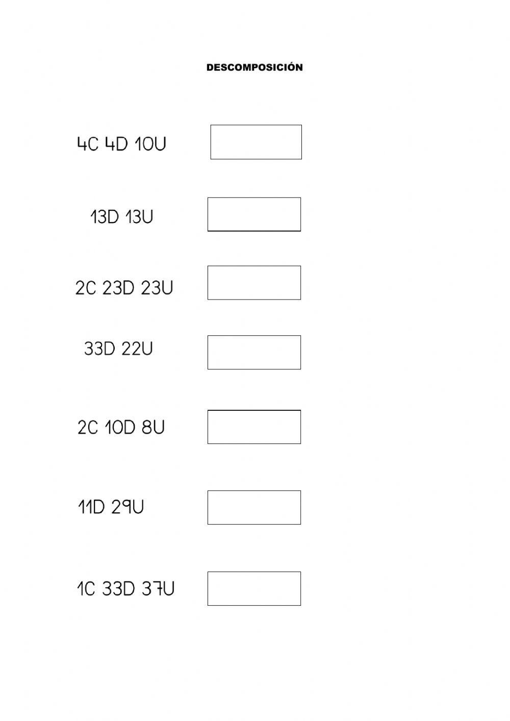 Numeración. familia del 400