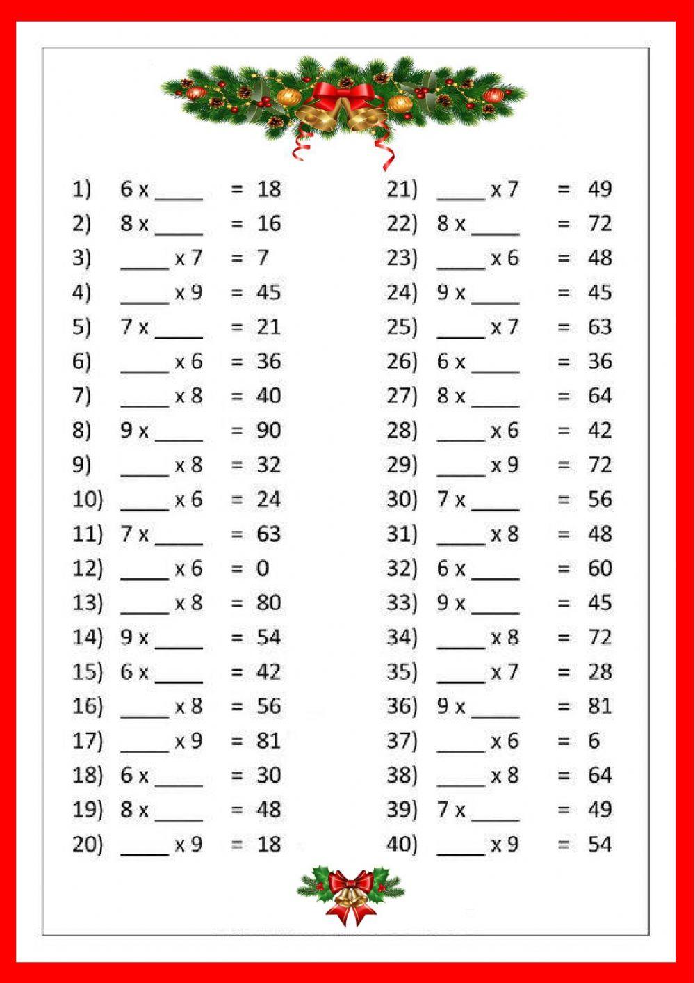 624086 | Таблица умножения | Zavoronok | LiveWorksheets