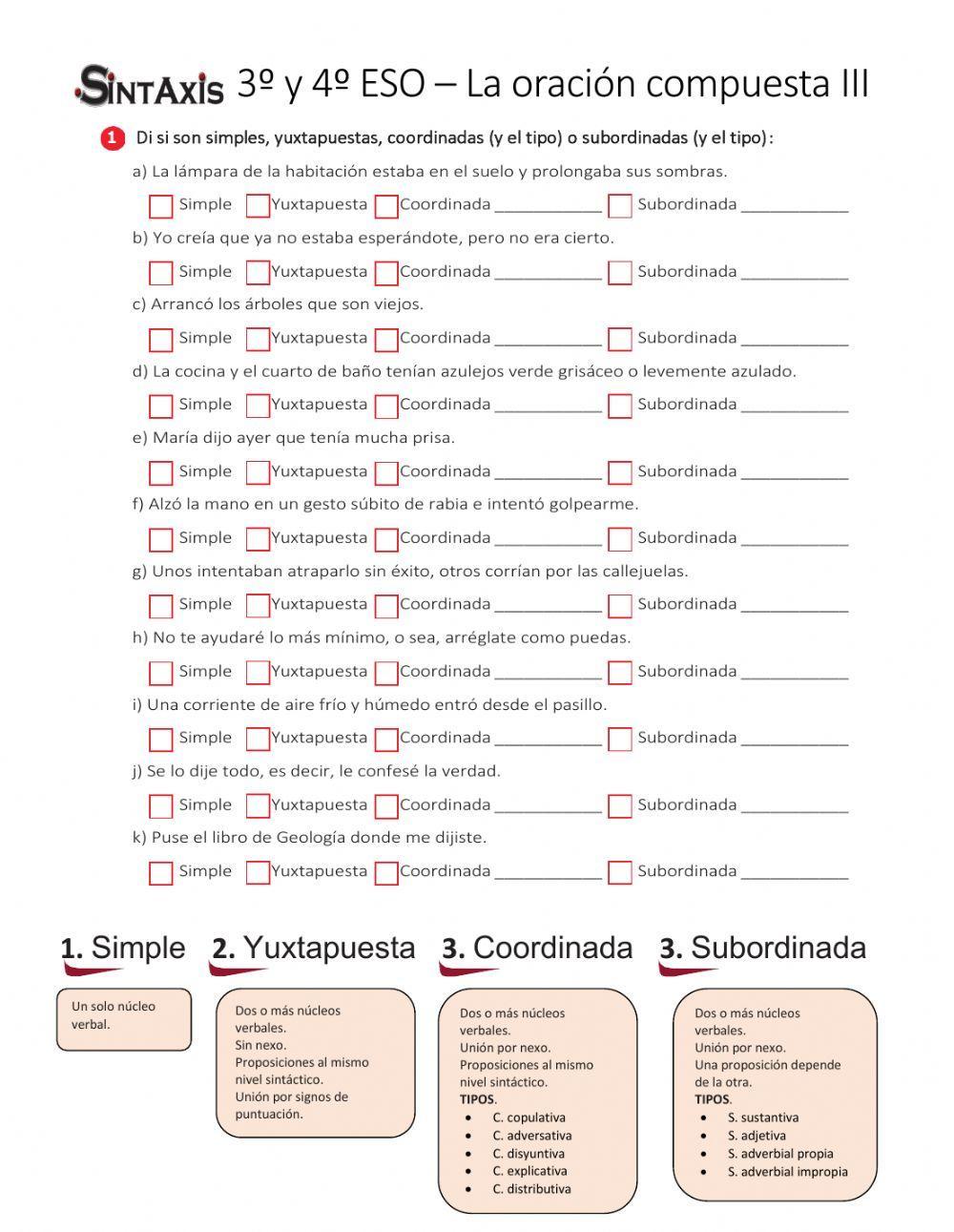 Ejercicios para identificar compuestas