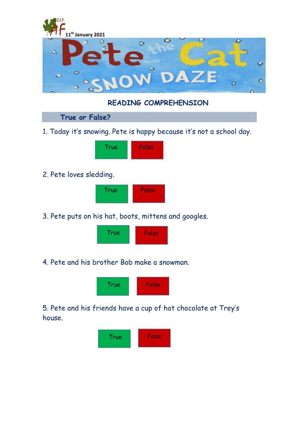 Pete the cat, snowdaze
