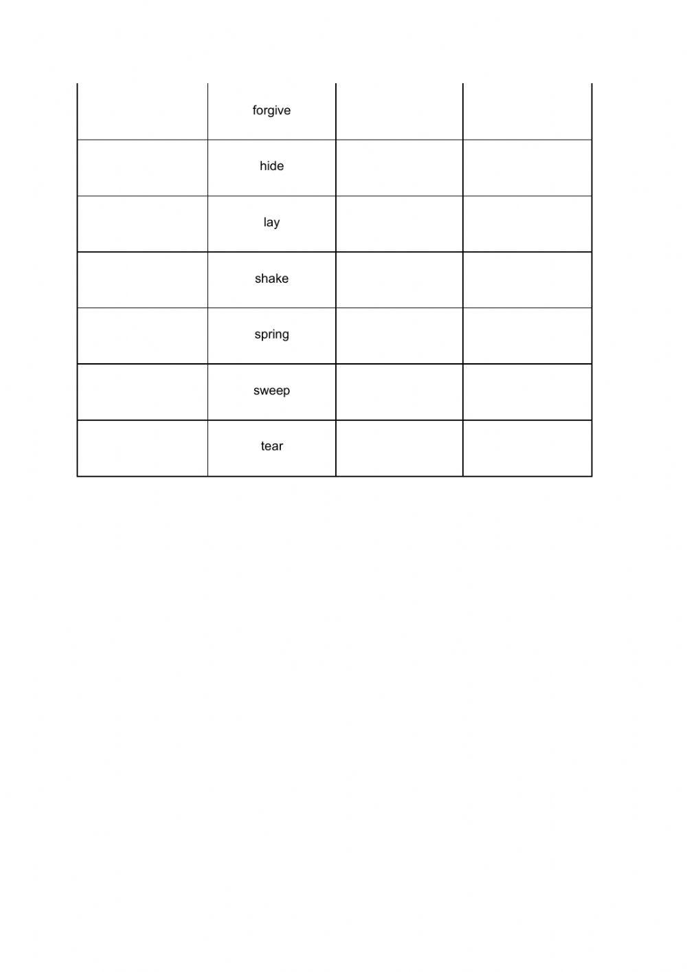 Irregular verbs test - B (1ºBach)