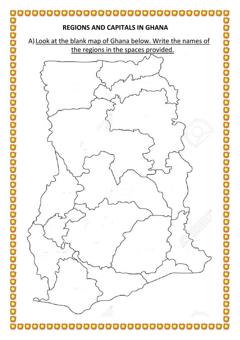 Administrative Regions and Capital Towns or Cities in Ghana