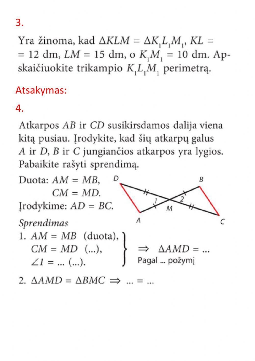 Trikampių lygumo požymiai