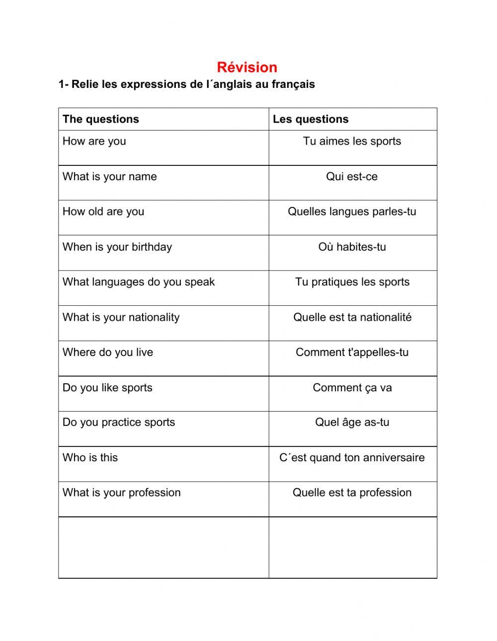 Révision: se présenter et les sports