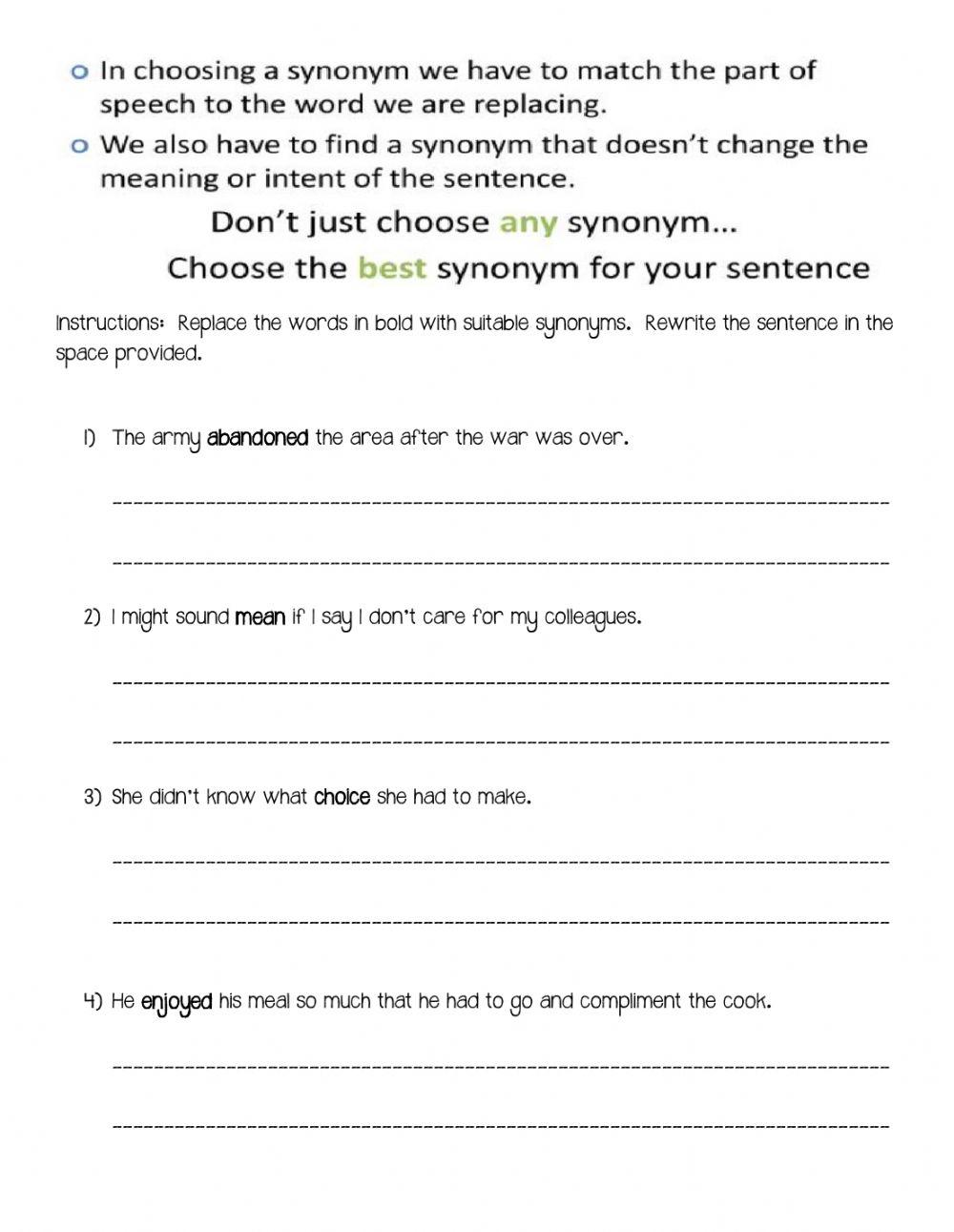 Using Synonyms to Paraphrase