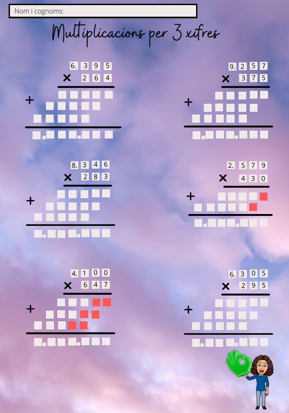 Multiplicacions per 3 xifres