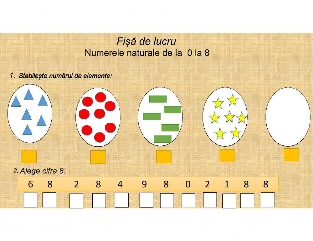 Numerele naturale de la 0 la 8