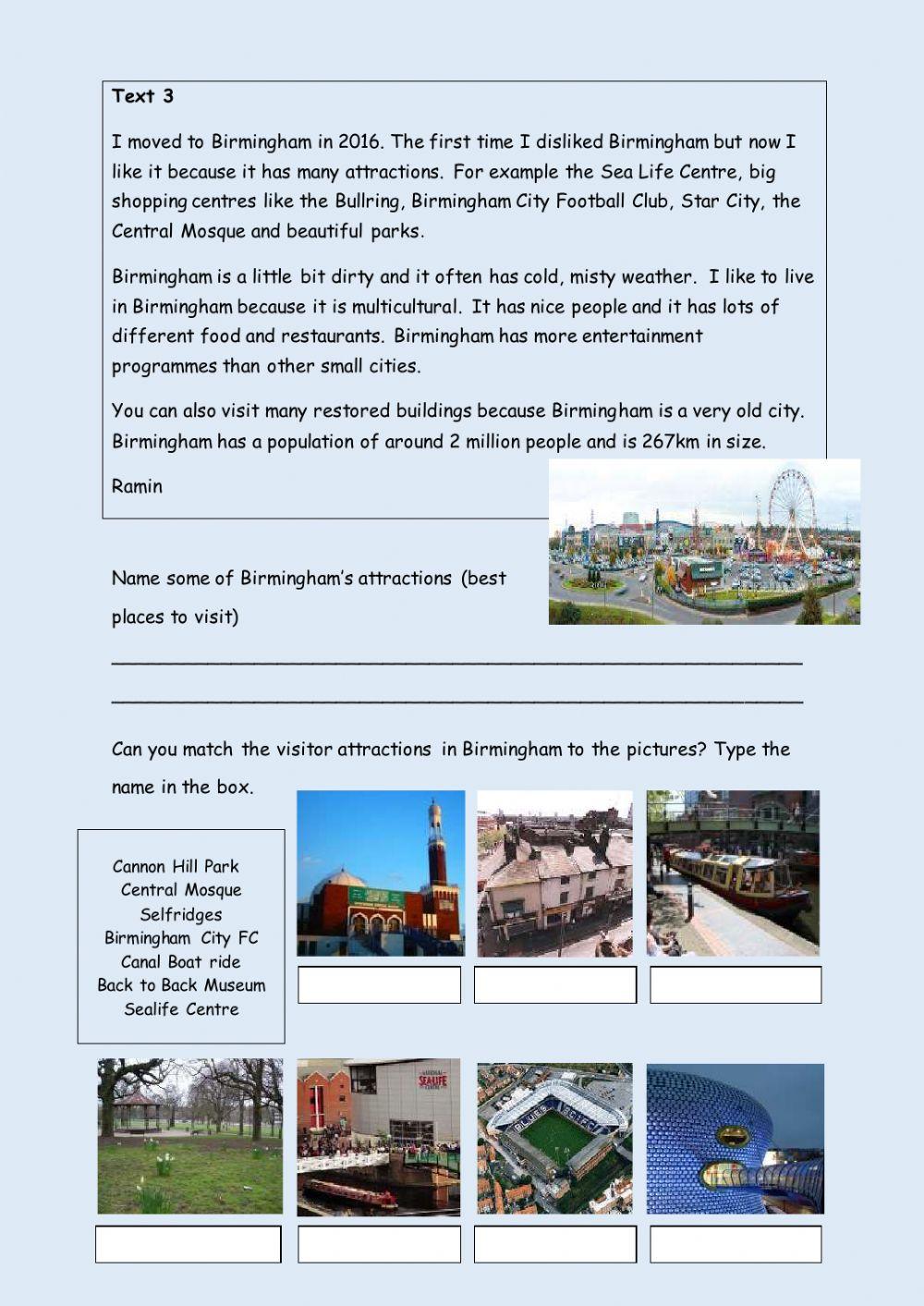 Beautiful birmingham reading comprehension and writing
