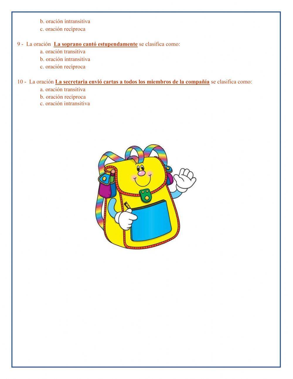 Oraciones simples según la naturaleza del predicado