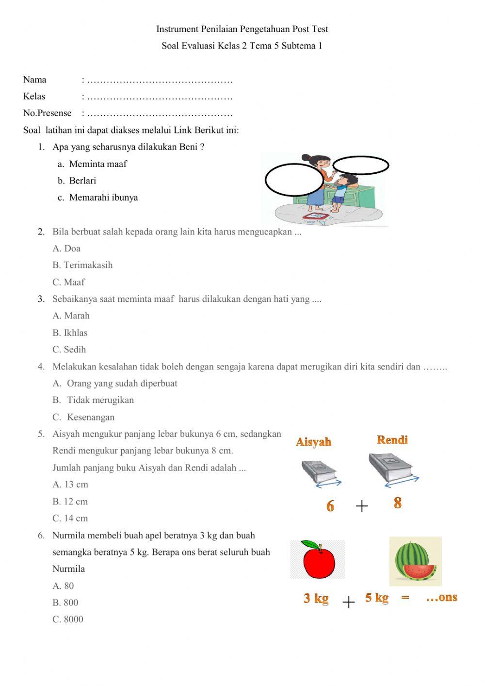Evaluasi pembelajaran kelas 2