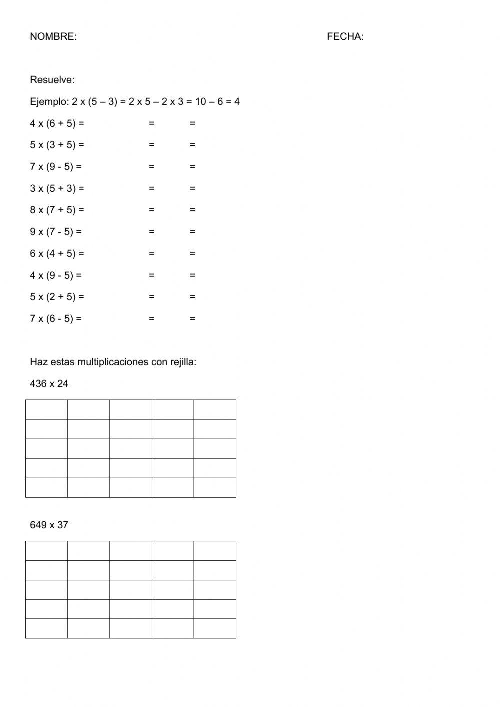 Propiedad distributiva multiplicación