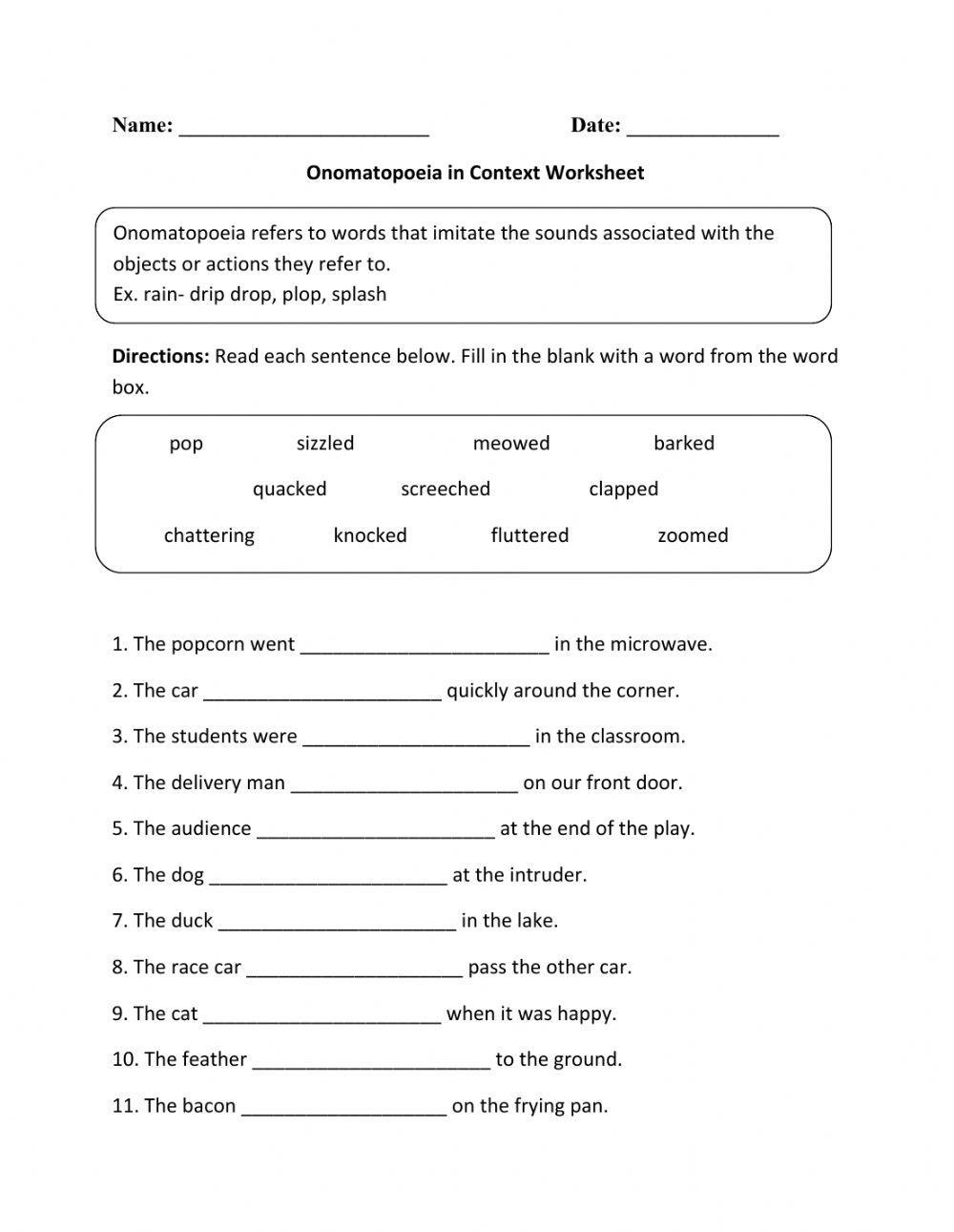 Onomatopoeia Fill In