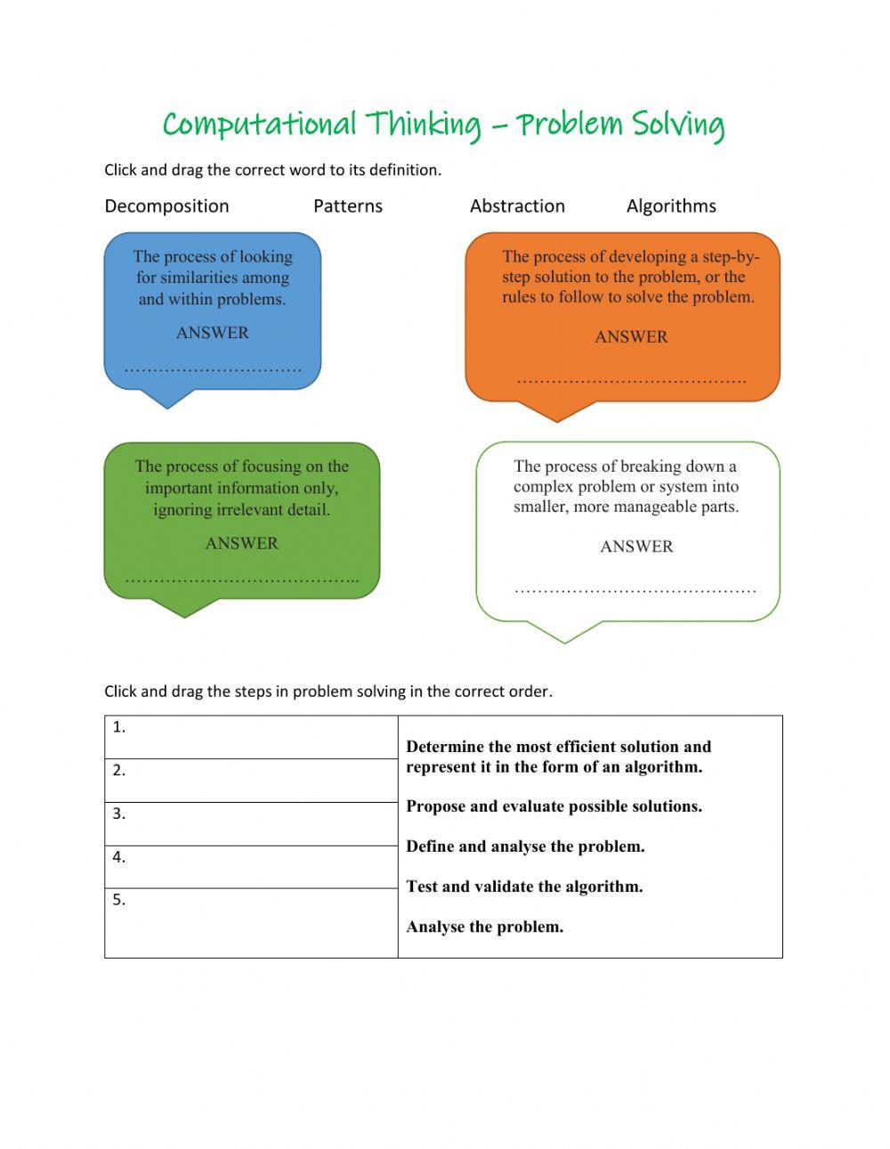 COMPUTATIONAL THINKING AND PROBLEM SOLVING online exercise for | Live ...