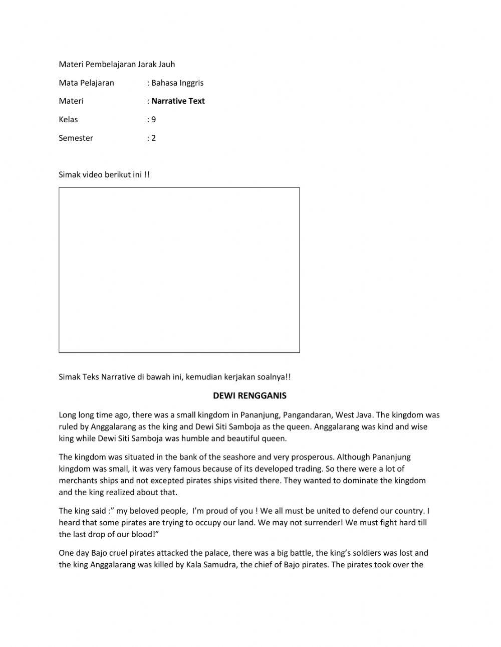 Bahasa Inggris 9.2 Narative Text