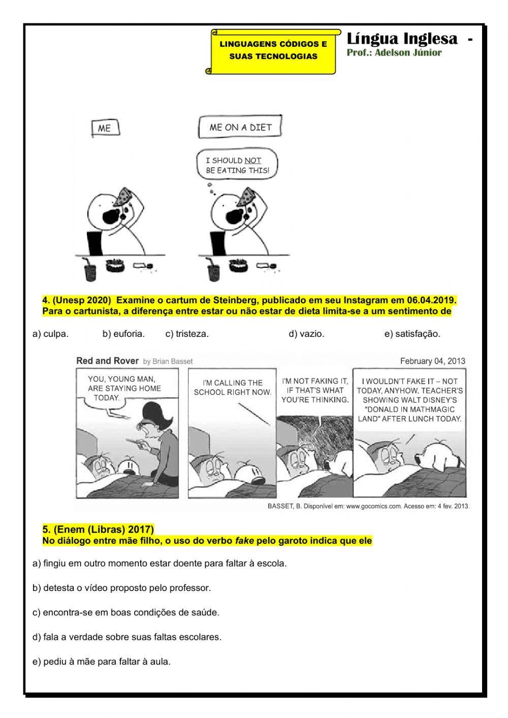 Atividade de revisão para o Enem