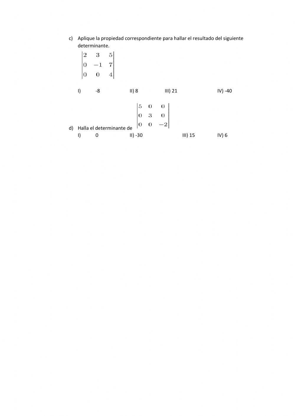 Propiedades de los determinantes