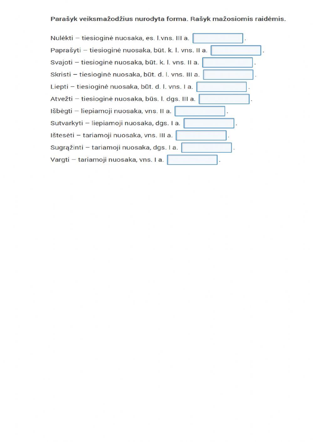 Veiksmažodžio asmenuojamosios formos. 7 kl.