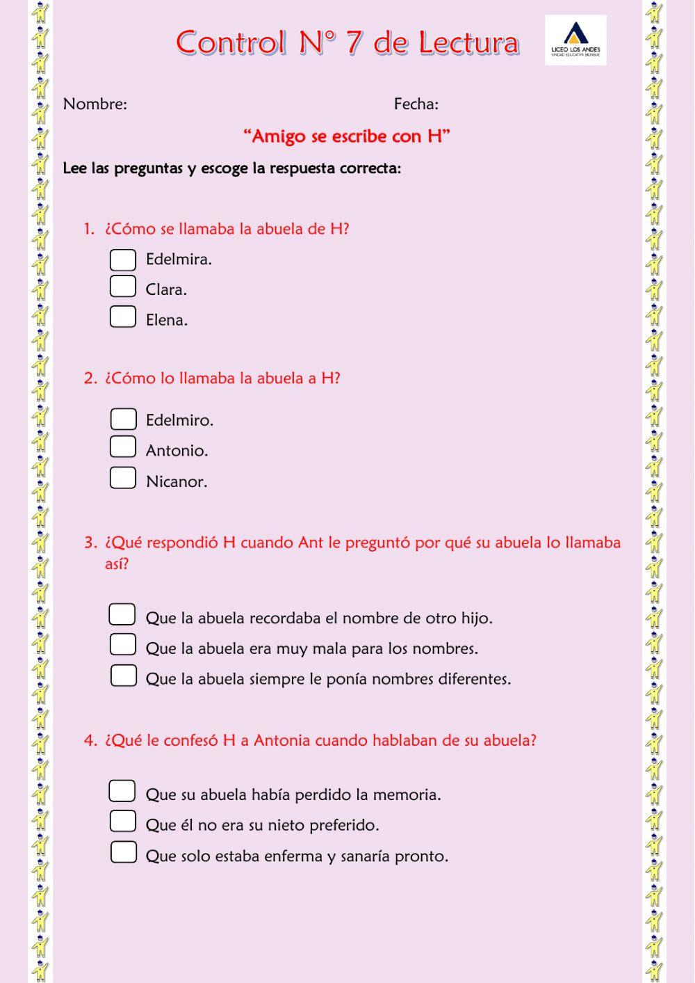 Control de Lectura -7 Amigo se escribe con H