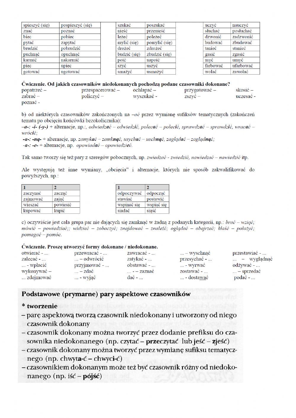 Czasowniki dokonane i niedokonane