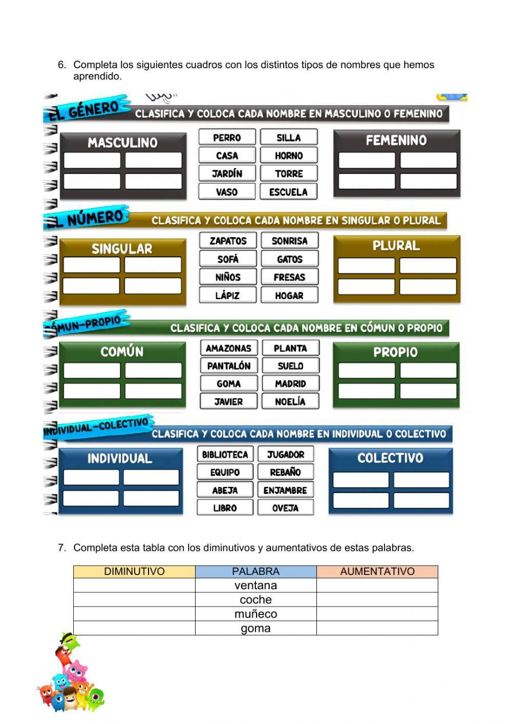 Ficha repaso primer trimestre lengua