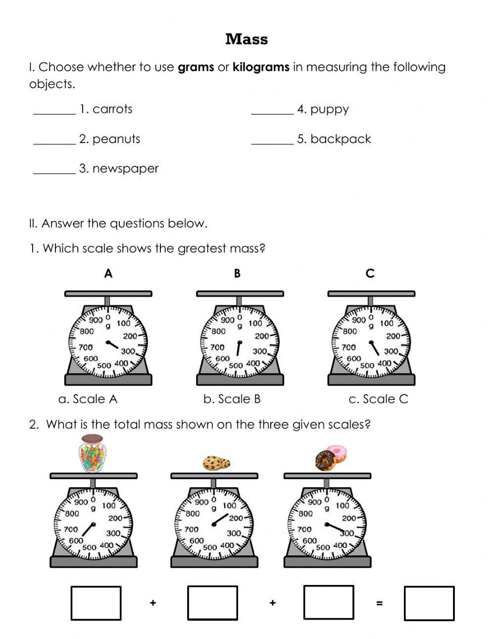 Mass | LiveWorksheets | 625468