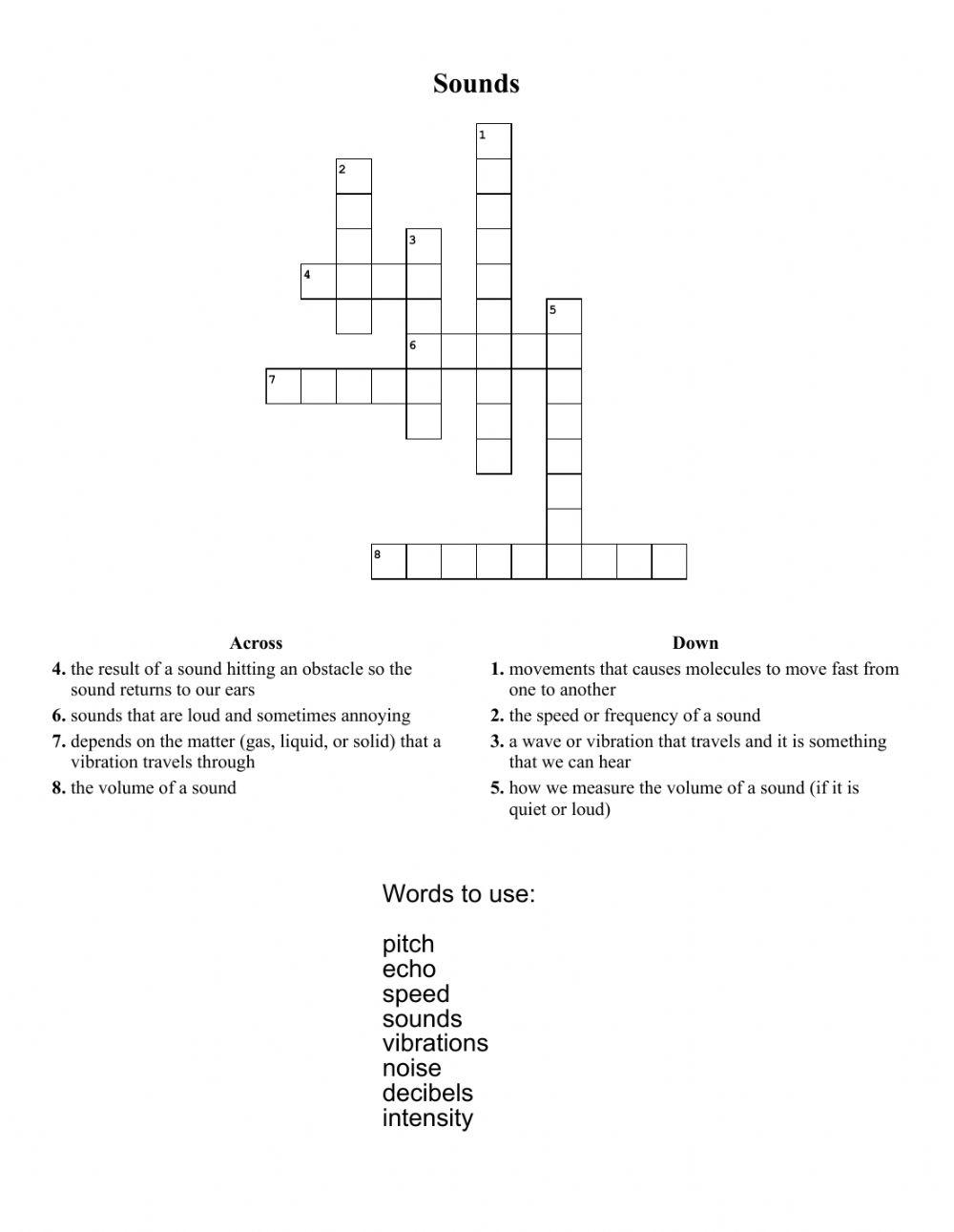 Sounds Crossword