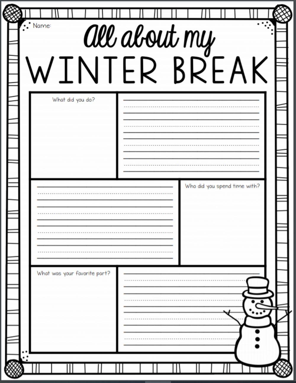 winter break online exercise for Live Worksheets
