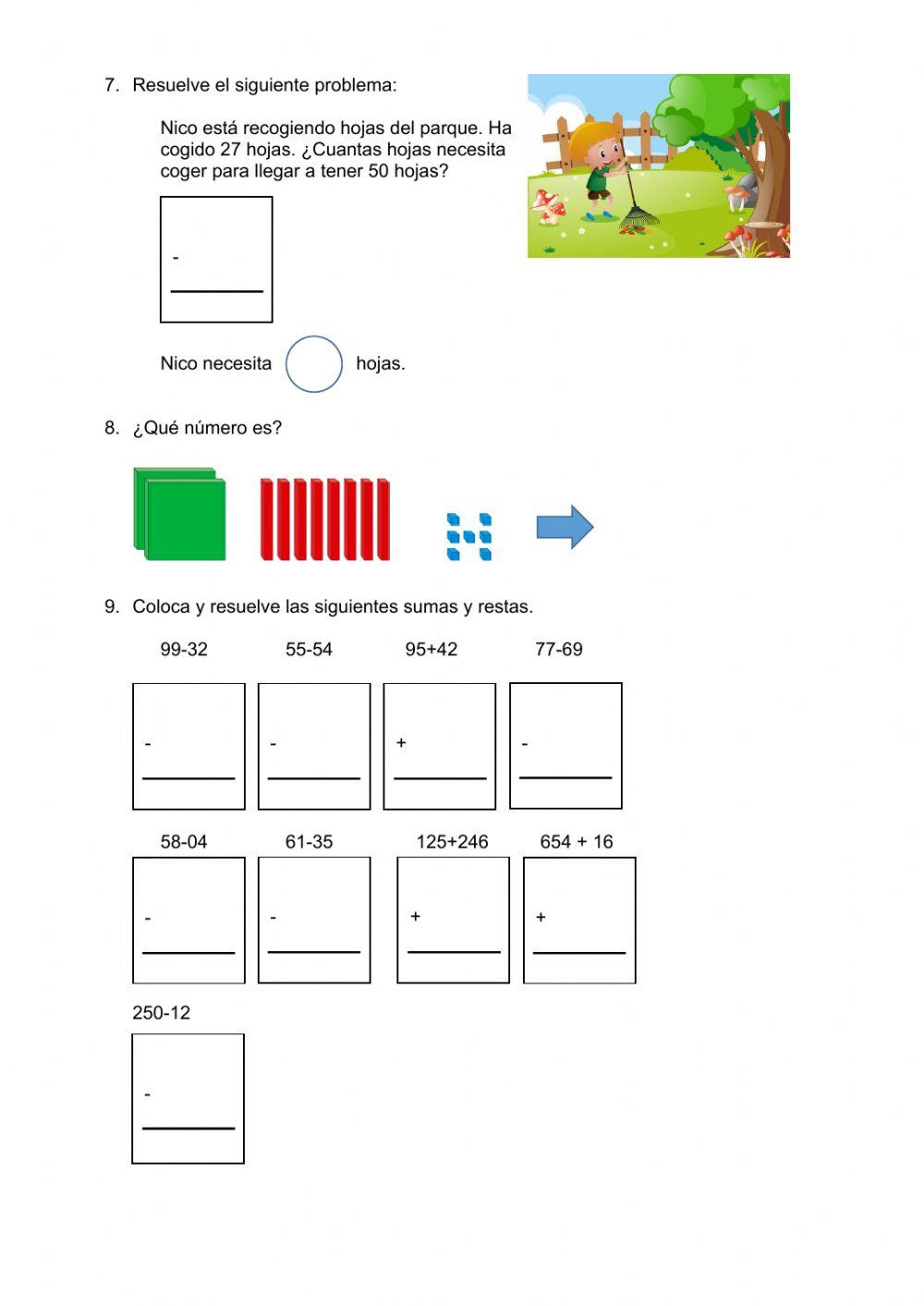 Ficha repaso primer trimestre matemáticas