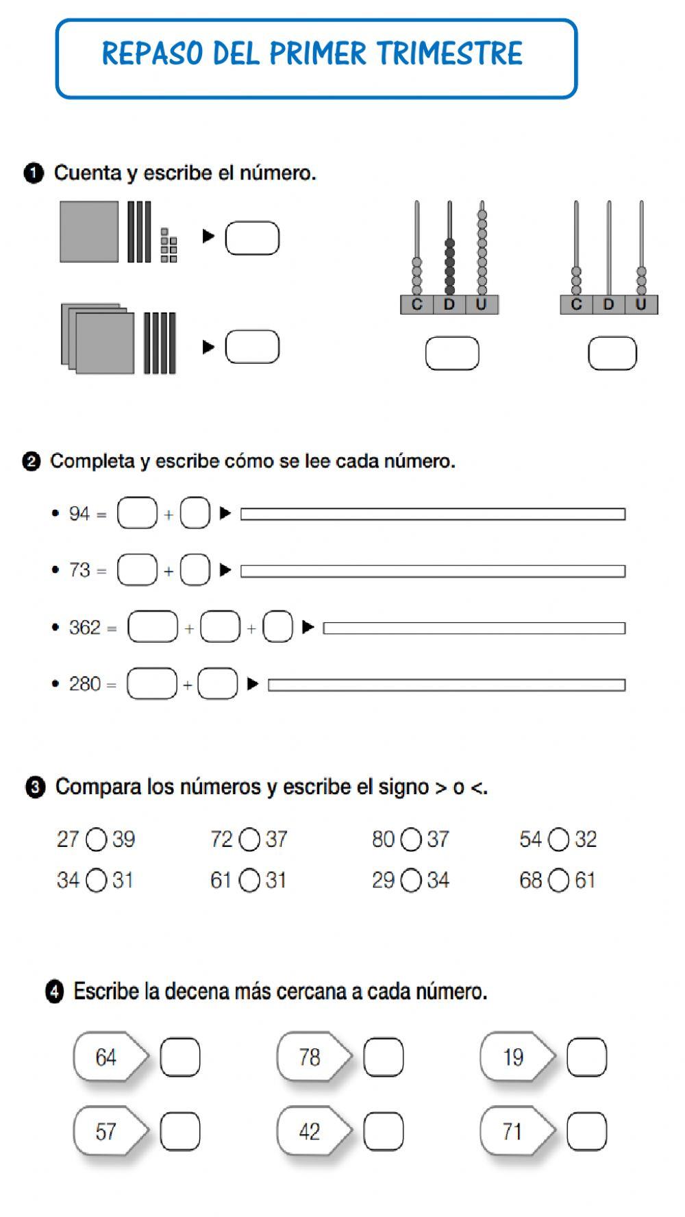 Repaso contenidos de  matemáticas