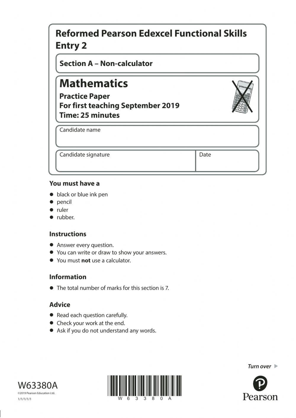 Functional skills sample paper worksheet live worksheets