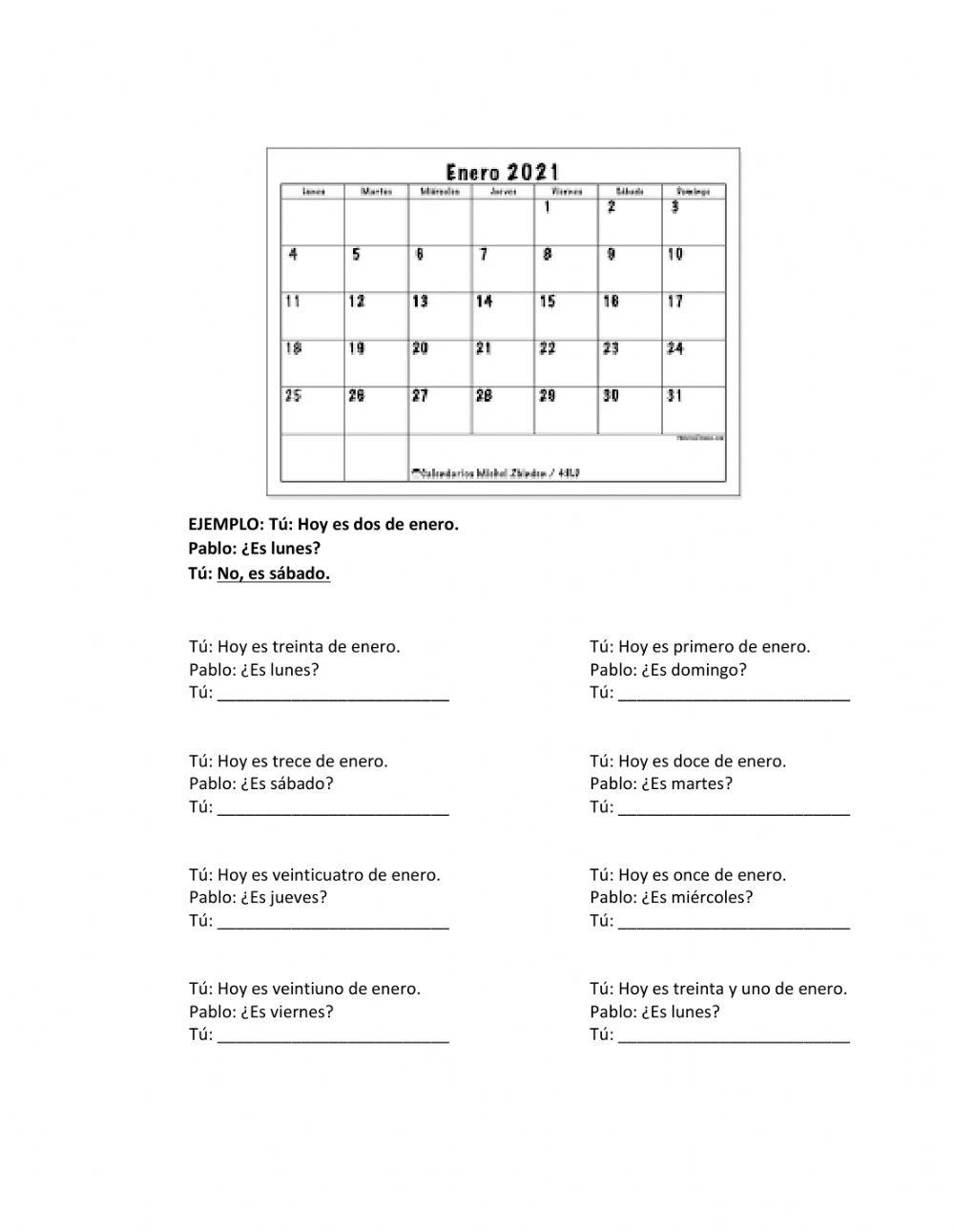 Classroom objects and calendar