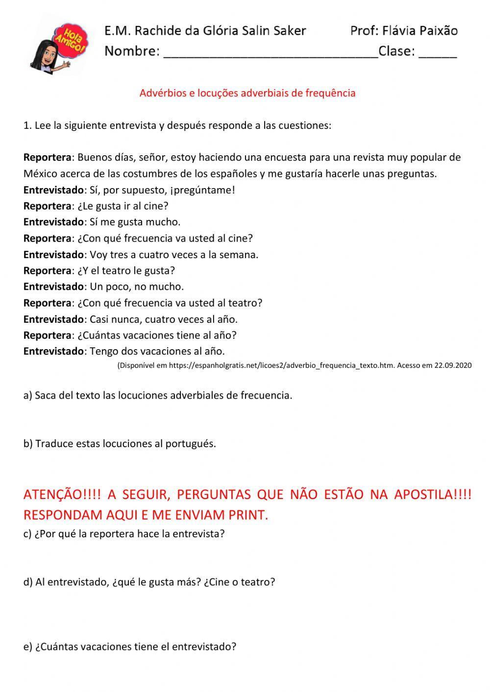 Los adverbios de frecuencia